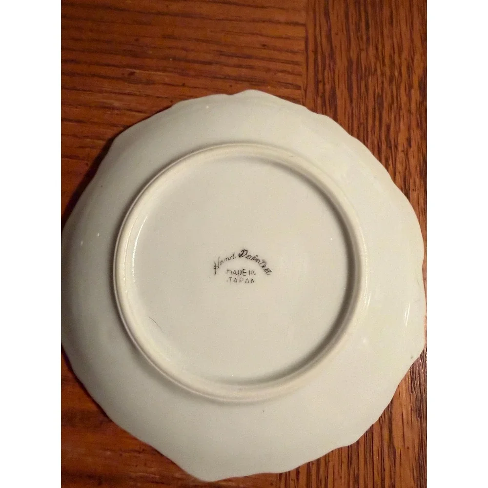 Set of 2 Hand Painted Japan Floral Trinket Dishes – Scalloped Jewelry Trays‎
